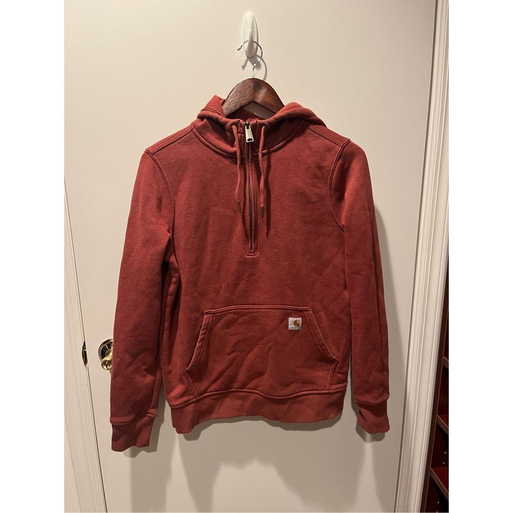 Carhartt Red Half Zip Sweatshirt Hoodie Size S